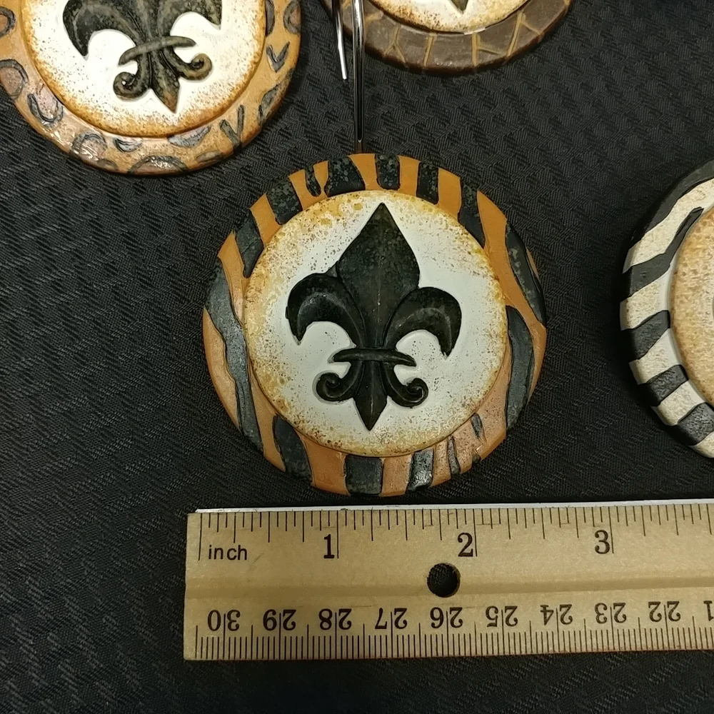 NEW Fleur De Lis Animal Print Shower Curtain Hooks 12 pc